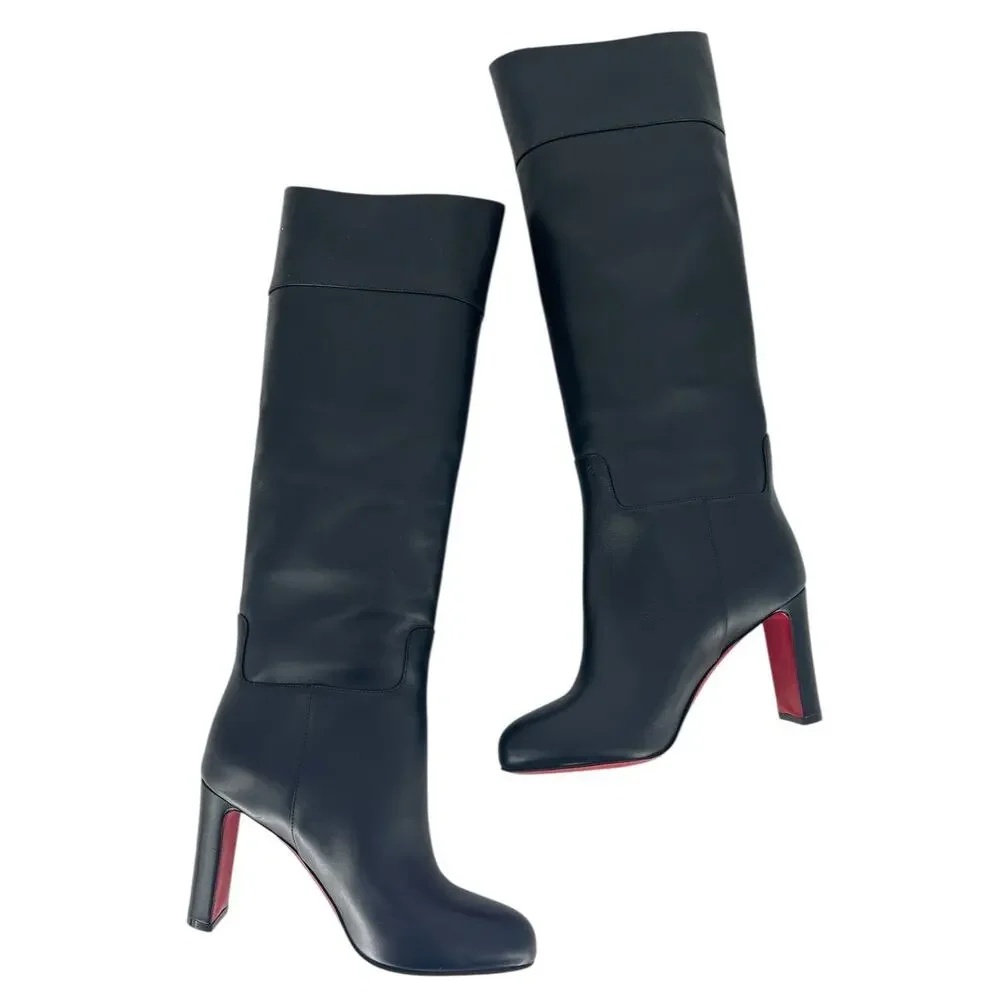 Christian Louboutin Loo Botta 85mm Knee High Boot in Black Calf Leather - Picture 4 of 16